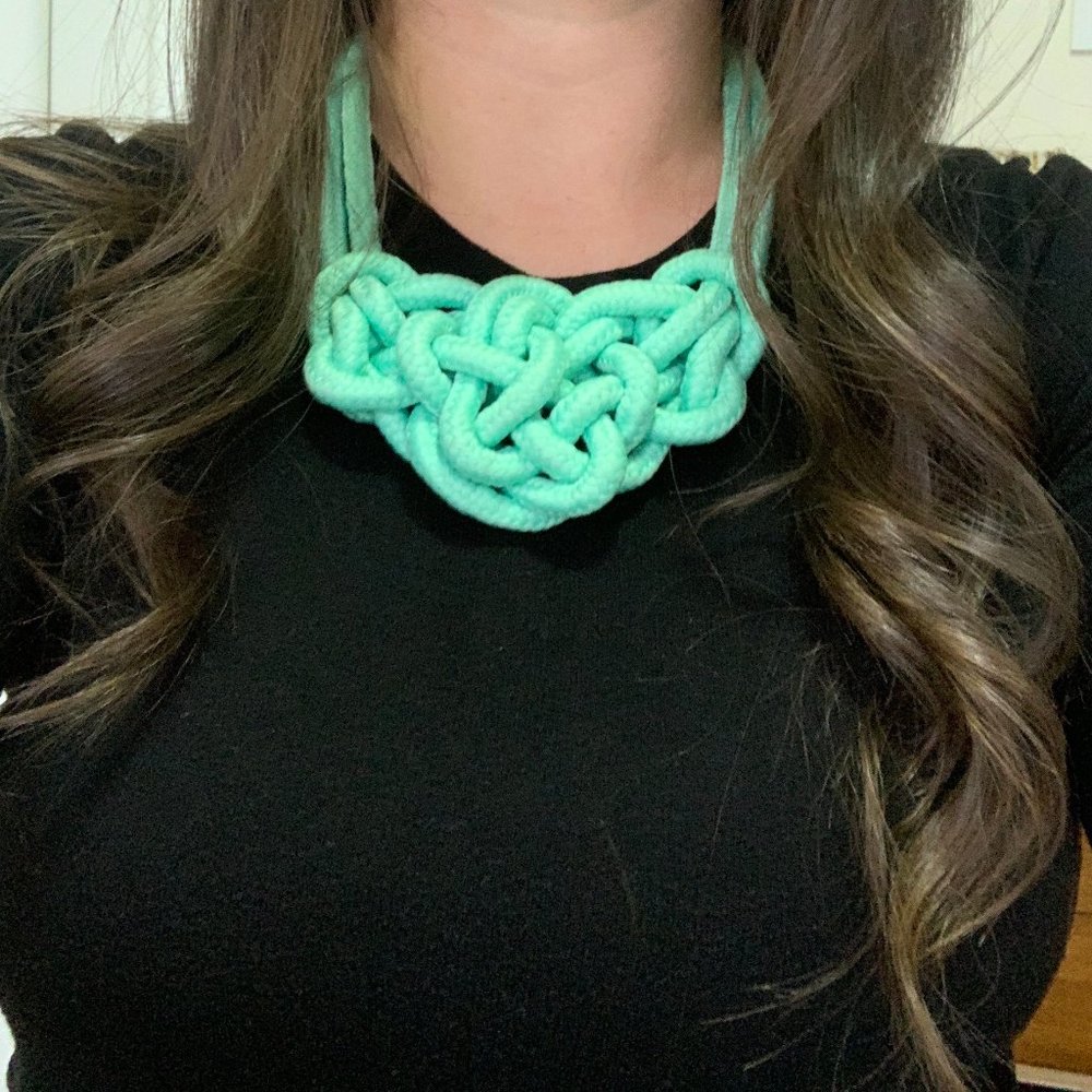 Aqua Fancy Sailor Knot Rope Necklace